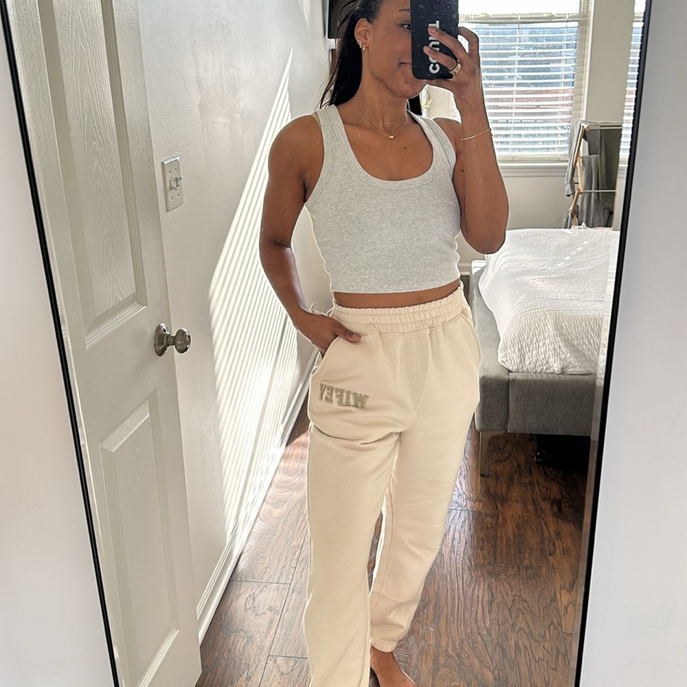 WIFEY Teddy Sweatpants in Champagne